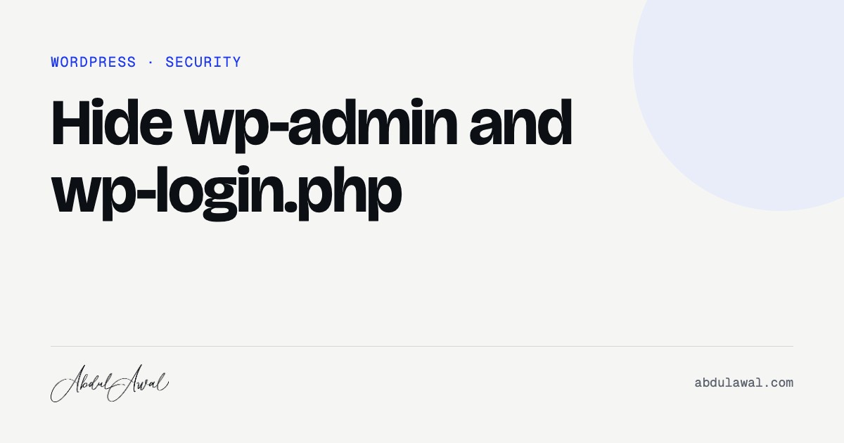 Hide wp-admin and wp-login.php