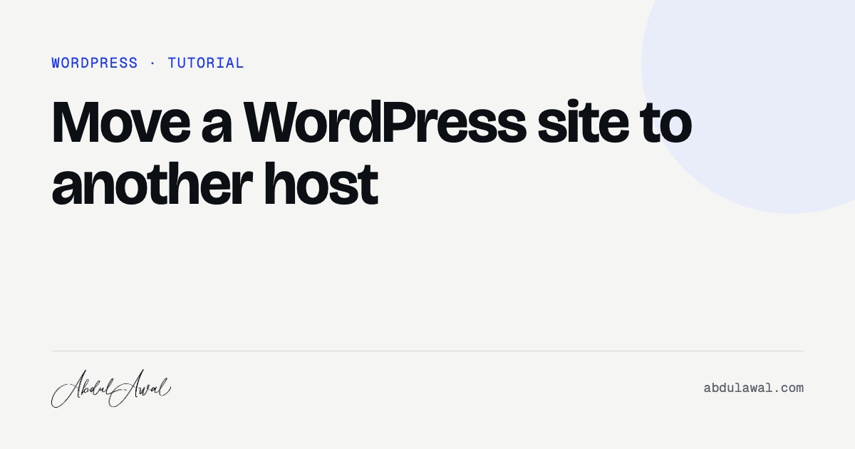 Move a WordPress site to another host